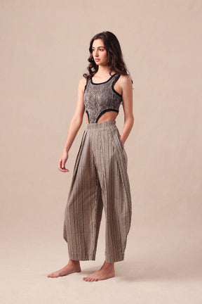 Charcoal Striped Bodysuit - Mizyana