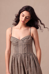 Charcoal Striped Corset Dress - Dress - Mizyana