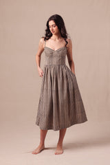 Charcoal Striped Corset Dress - Dress - Mizyana