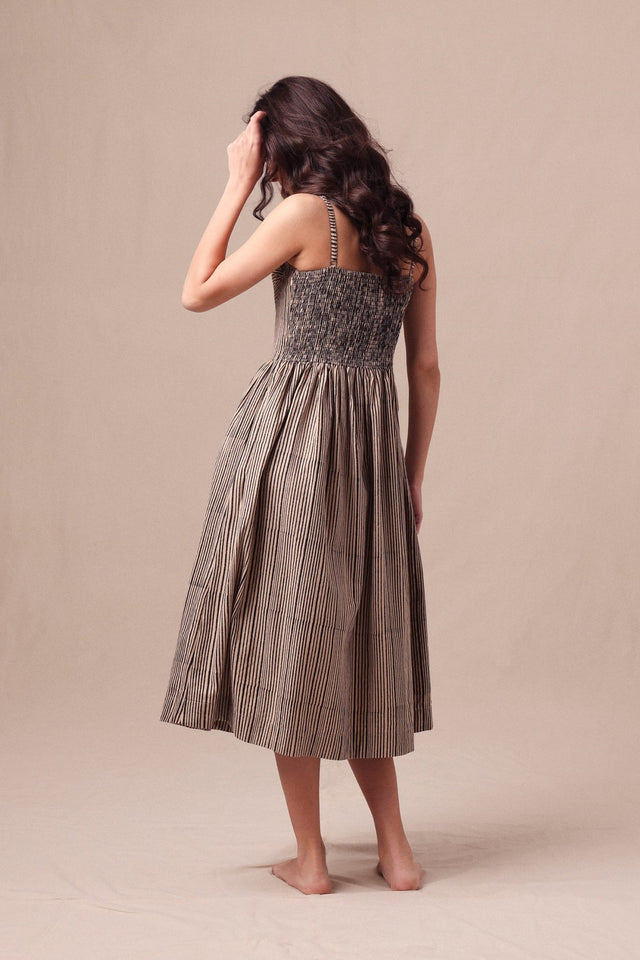 Charcoal Striped Corset Dress - Dress - Mizyana