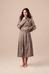 Charcoal Striped Crop Jacket - Jacket - Mizyana