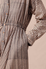 Charcoal Striped Shirt Sphara Jumpsuit - Jumpsuit - Mizyana