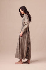 Charcoal Striped Shirt Sphara Jumpsuit - Jumpsuit - Mizyana