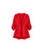 Chatri Hooded Cotton Jacket in red with drawstring waist, flat front view