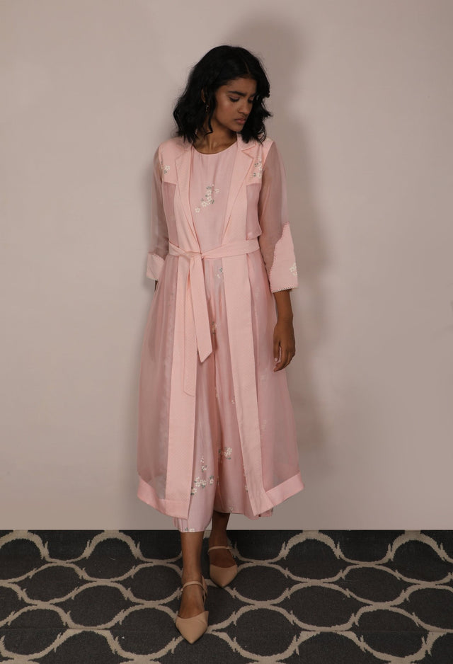 Cherry Blossom Jumpsuit With Jacket Set - Two-Piece Set - Mizyana