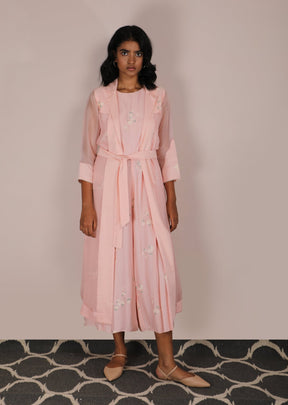 Cherry Blossom Jumpsuit With Jacket Set - Two-Piece Set - Mizyana