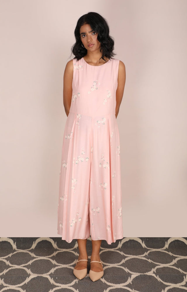 Cherry Blossom Jumpsuit With Jacket Set - Two-Piece Set - Mizyana