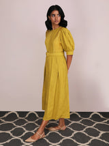 Cherry Blossom Ochre Embroidered Jumpsuit - Jumpsuit - Mizyana