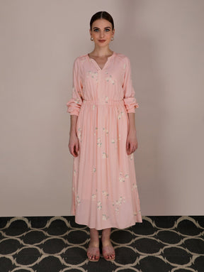 Cherry Blossom Peach Dress - Dress - Mizyana