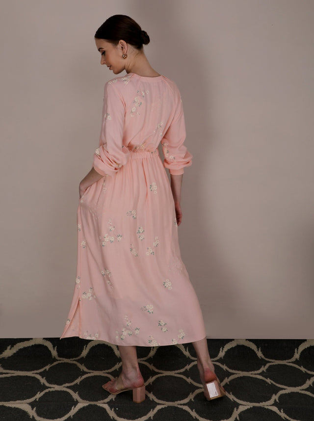 Cherry Blossom Peach Dress - Dress - Mizyana