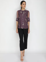 Cherry Blossom Print Top - Shirt - Mizyana