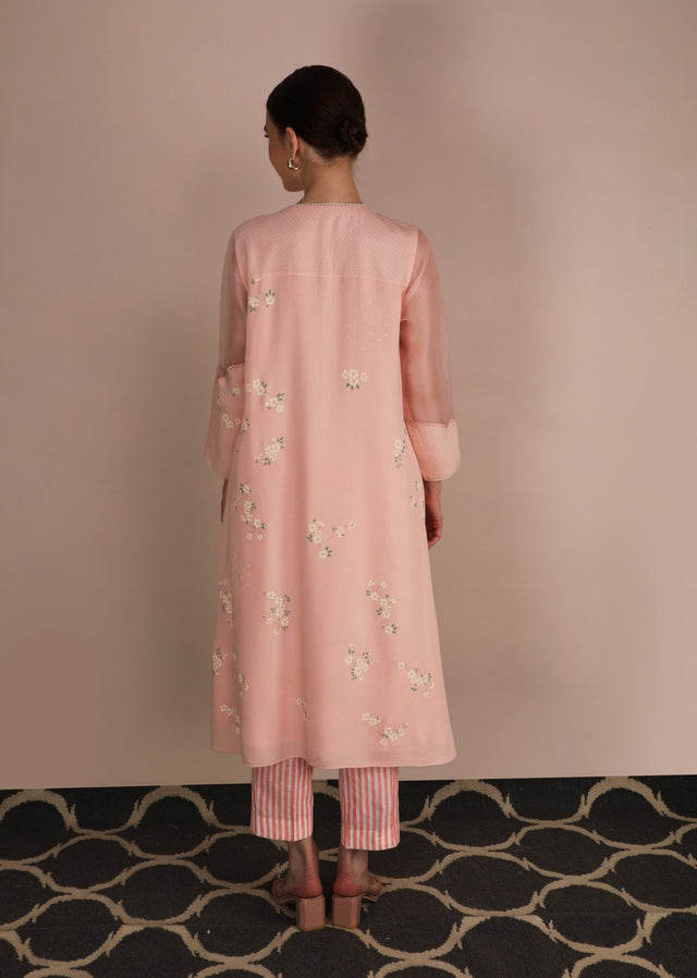 Cherry Blossom Tunic With Stripe Pants - Two-Piece Set - Mizyana
