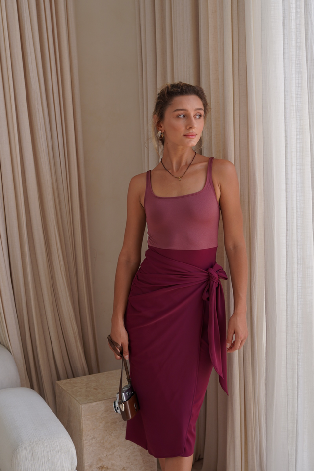 Naya swim set with Elina 2.0 skirt - Wild Ginger / Wine
