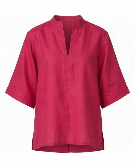 Claret Handwoven Mulberry Silk Boxy Blouse - Blouse - Mizyana