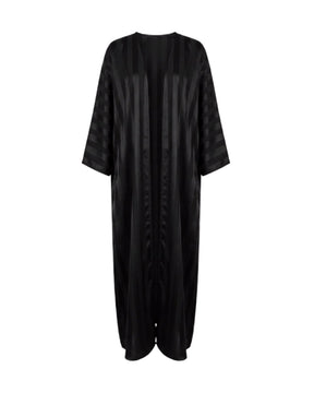 Classic Striped Satin Open Abaya - Abaya - Mizyana