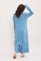 Coco Blue Embroidered Co-Ord Set (2 PCS) - Co-ord Set - Mizyana