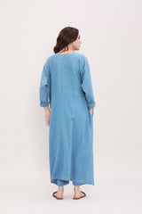 Coco Blue Kaftan Tunic Co-Ord Set (2 PCS) - Co-ord Set - Mizyana