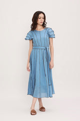 Coco Blue Moss Panelled Dress - Dress - Mizyana