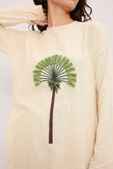 Coco Cream Embroidered Co-Ord Set (2 PCS) - Co-ord Set - Mizyana