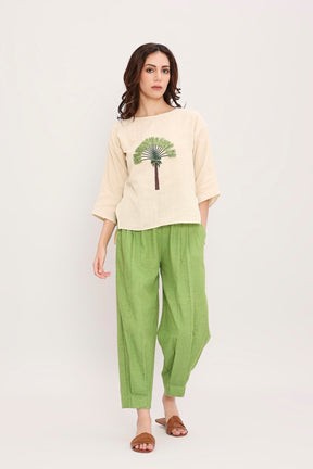 Coco Cream Embroidered Top & Pants Set (2 PCS) - Two-Piece Set - Mizyana