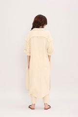 Coco Cream Fringed Shirt Co-Ord Set (2 PCS) - Two-Piece Set - Mizyana