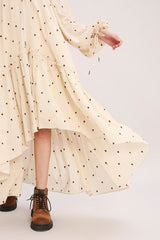 Coco Cream Heart Moss Frill Dress - Dress - Mizyana