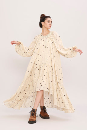 Coco Cream Heart Moss Frill Dress - Dress - Mizyana