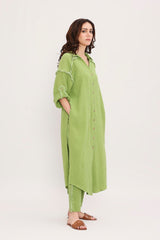 Coco Green Fringed Long Shirt - Shirt - Mizyana