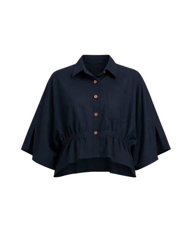 Collar Cotton Crop Top - Blouse - Mizyana