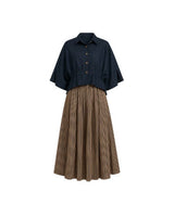 Collar Pleated Cotton 2-Piece Set - Two-Piece Set - Mizyana