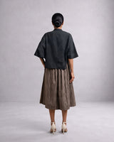 Collar Pleated Cotton 2-Piece Set - Two-Piece Set - Mizyana
