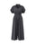 Collar Sphara Cotton Jumpsuit by MATI in charcoal with shirt collar, puff sleeves and elastic waist, flat