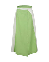 Color Block Asymmetrical Cotton Skirt - Skirt - Mizyana