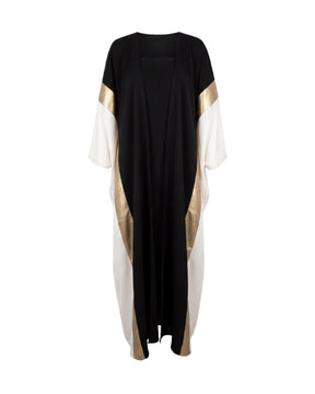Color-Block Gold Accent Abaya Set - Abaya - Mizyana