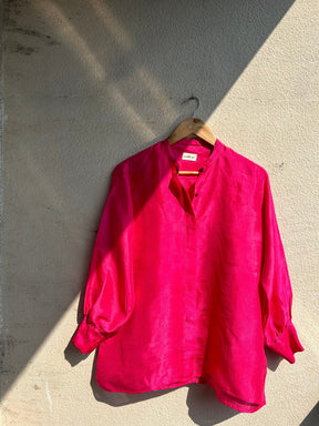 Concealed Placket Shirt- Fuchsia - Shirt - Mizyana