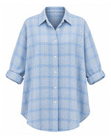 Confluence Checked Handwoven Cotton Shirt with Uneven Hem - Shirt - Mizyana
