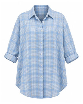 Confluence Checked Handwoven Cotton Shirt with Uneven Hem - Shirt - Mizyana