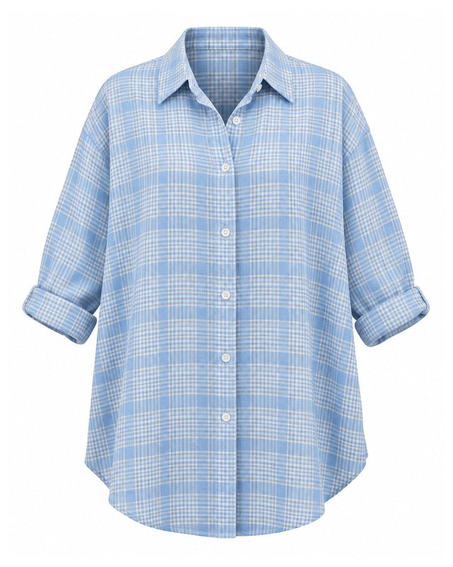 Confluence Checked Handwoven Cotton Shirt with Uneven Hem - Shirt - Mizyana