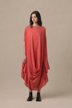 Coral Cowl Dress - Dress - Mizyana