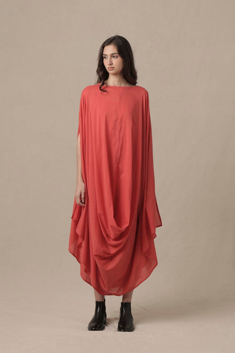 Coral Cowl Dress - Dress - Mizyana
