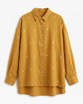 Core Marigold Jamdani Handwoven Cotton Shirt - Shirt - Mizyana