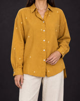 Core Marigold Jamdani Handwoven Cotton Shirt - Shirt - Mizyana