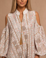 Cutout Sleeve Embroidered Jalabiya - Jalabiya - Mizyana