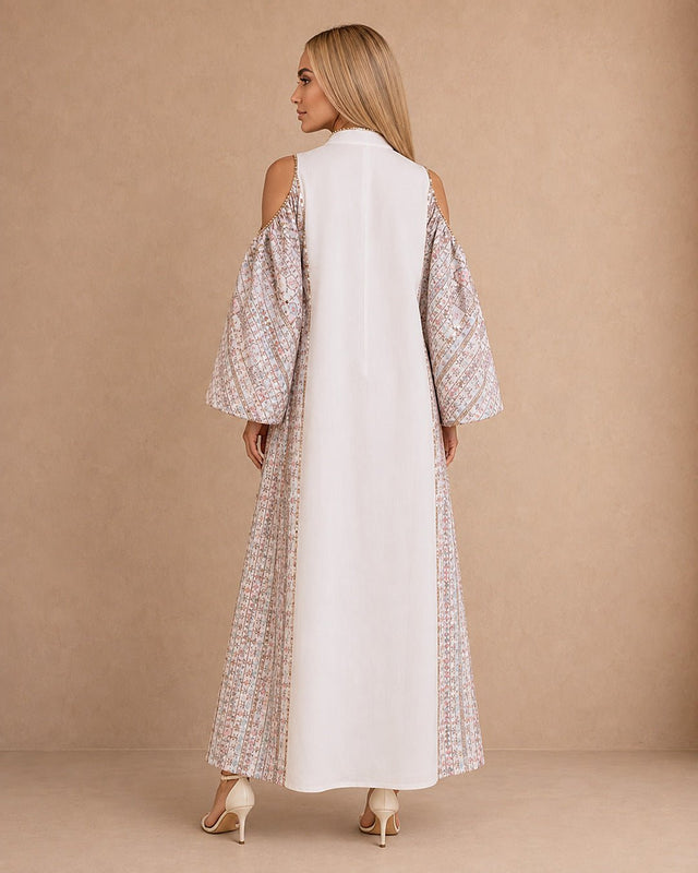 Cutout Sleeve Embroidered Jalabiya - Jalabiya - Mizyana