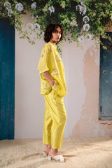 Dahlia Print Kaftan Top And Pant Set In Chanderi - Two-Piece Set - Mizyana