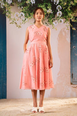Dahlia Print Top Jacket And Skirt Set In Pure Chanderi And Organza - Two-Piece Set - Mizyana