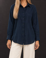 Deepest Blues Oversized Handwoven Linen Shirt - Shirt - Mizyana