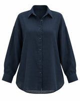 Deepest Blues Oversized Handwoven Linen Shirt - Shirt - Mizyana