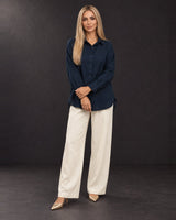 Deepest Blues Oversized Handwoven Linen Shirt - Shirt - Mizyana