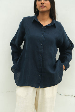 Deepest Blues Oversized Shirt - Shirt - Mizyana